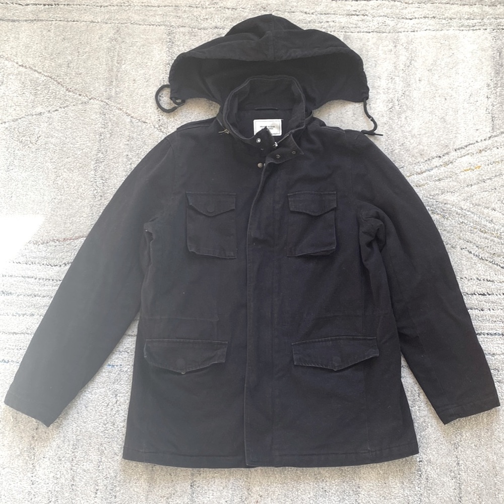 Frank & Oak Black Canvas Coat